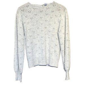 VTG Picasso Paris New York Womens Beaded Sweater Pearls Cutout Size L Silk Blend